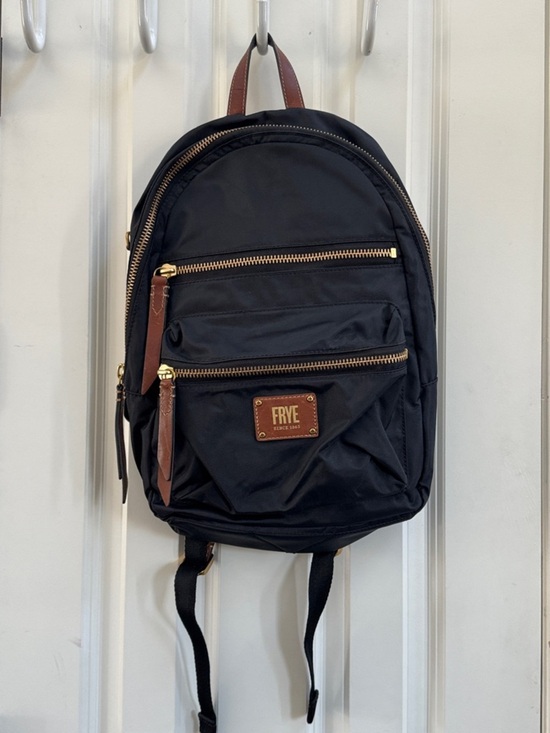 Frye Black Backpack with Brown Leather Accents and Gold Hardware main image 6